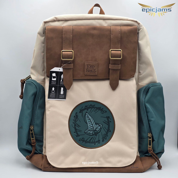 Bioworld The Lord of The Rings Leaf of Lorien Multi Pocket Brown Backpack Bag - Picture 1 of 2